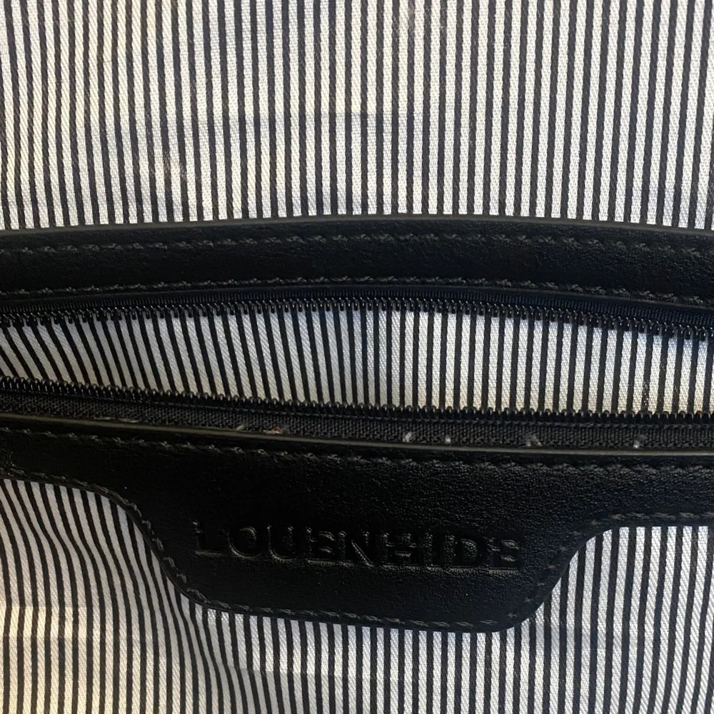 Louenhide Black and Cream Men's Vegan Leather Weekender Travel Bag w/Dual Straps